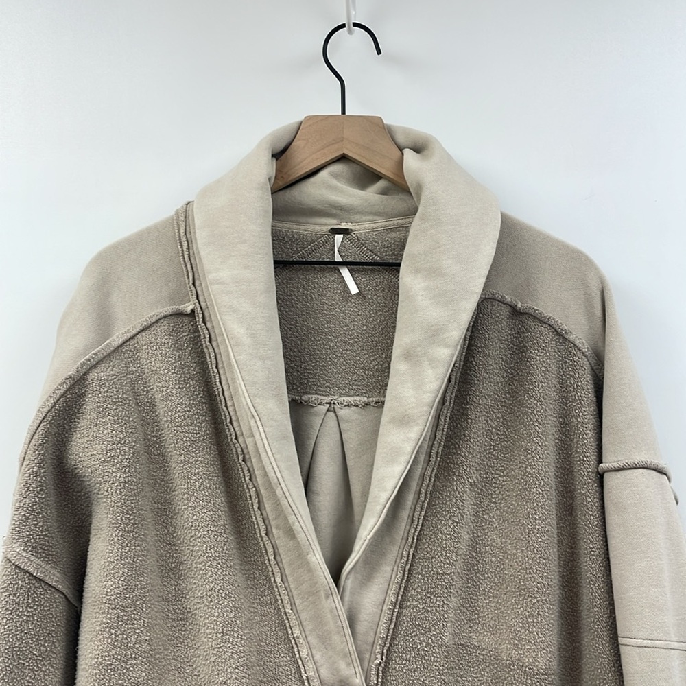 Free People Jordan Sherpa Teddy Slouchy Oversized Jacket Boho Tan Medium - Picture 5 of 11